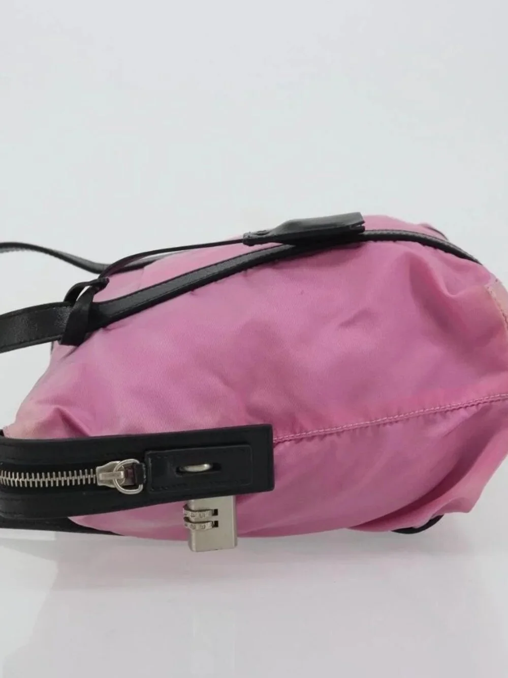 PRADA Shoulder Bag Nylon Pink Silver Auth 176628